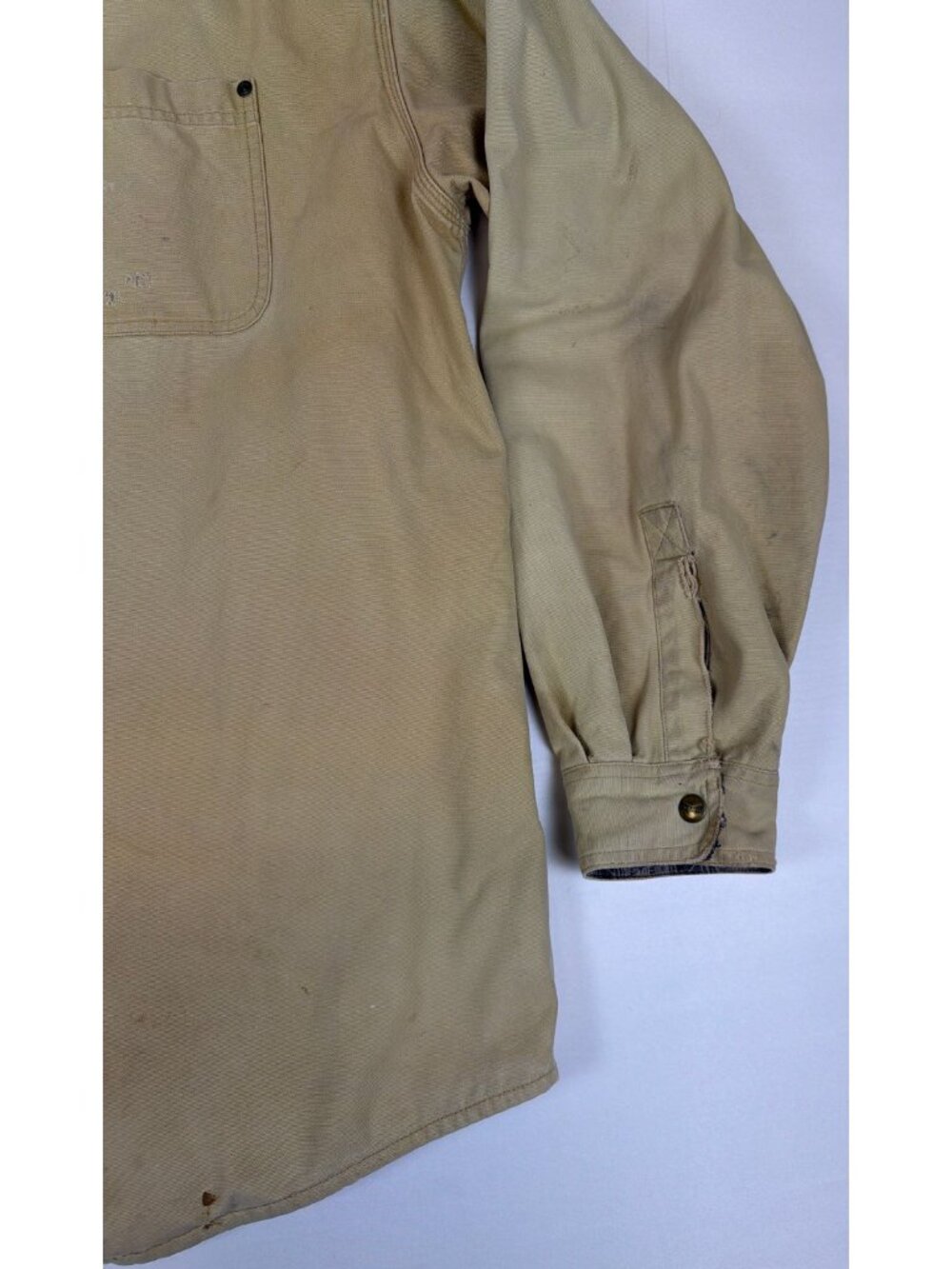 Carhartt Men XL Tall Sandstone Canvas Plaid Lined Shirt Jacket Tan S96SRW - Picture 6 of 11
